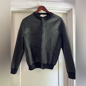 Stella McCartney Black Cheetah Print Bomber Jacket